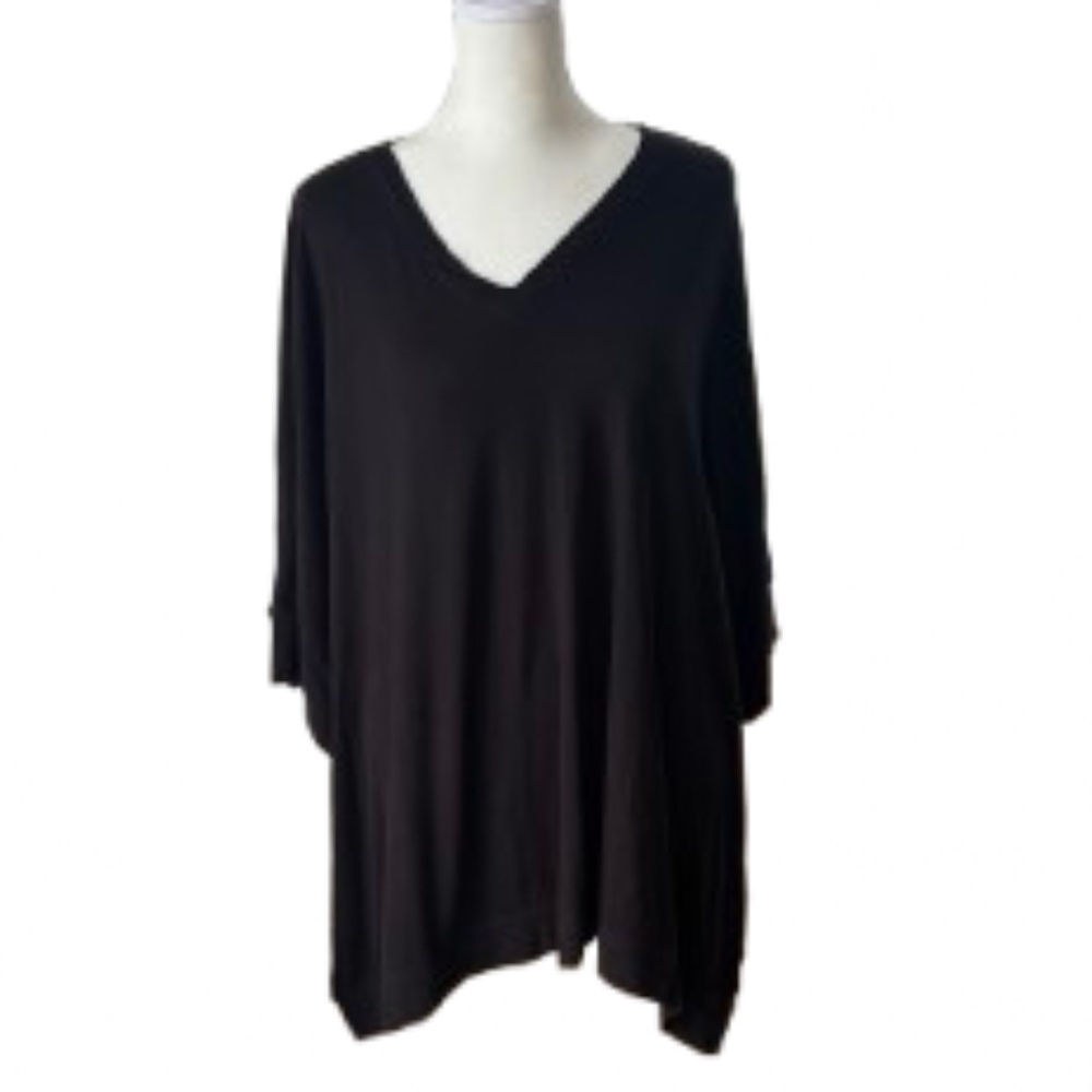 Anthropologie Bordeaux Black V-Neck Tunic Top XS/S | NWT